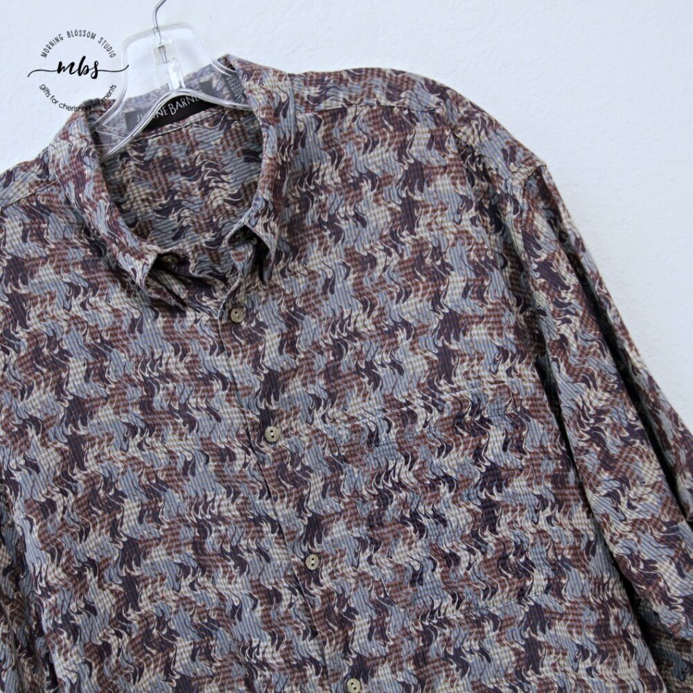 Jhane Barnes Abstract Pattern Button Cotton Short… - image 3